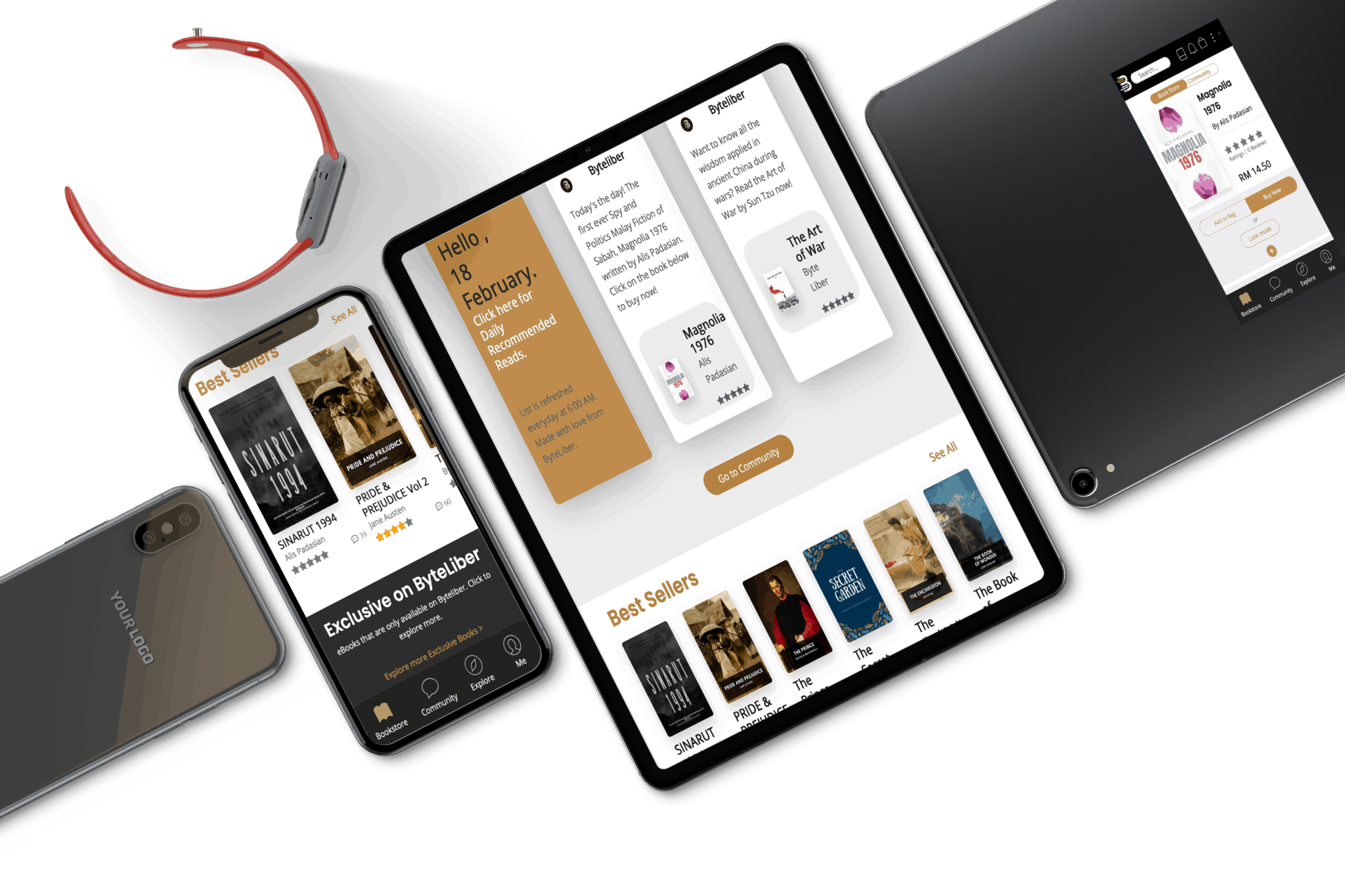 Byteliber Startup Developed by Specflux shown in different screens