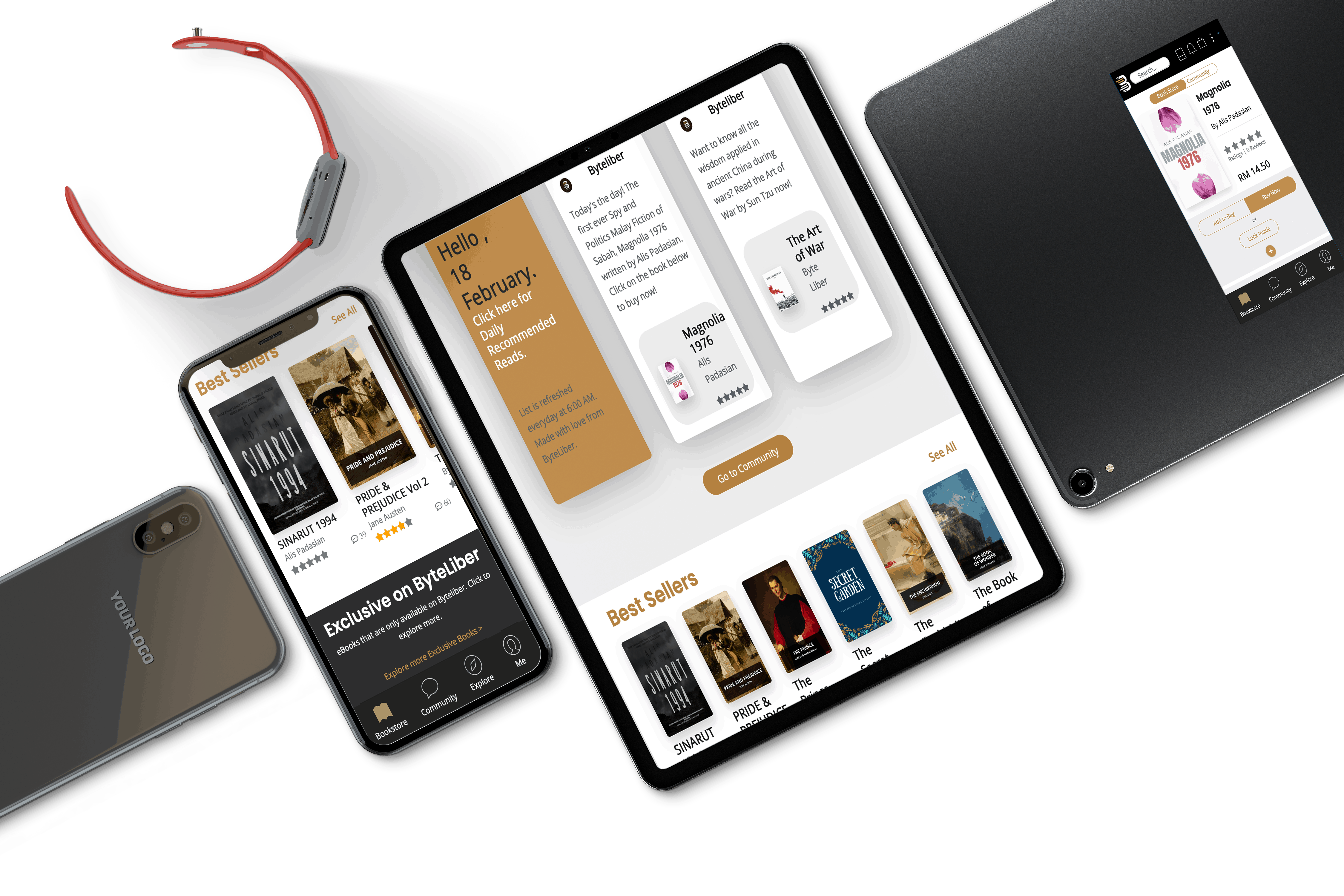 Byteliber Startup Developed by Specflux shown in different screens