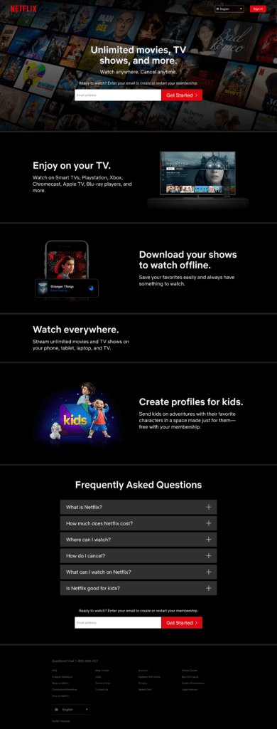 Netflix Sales Funnel Landing Page